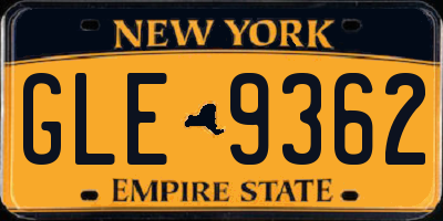 NY license plate GLE9362