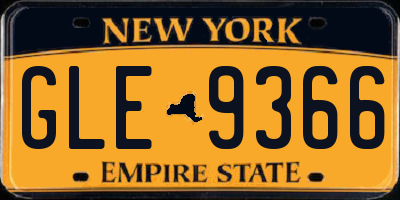 NY license plate GLE9366