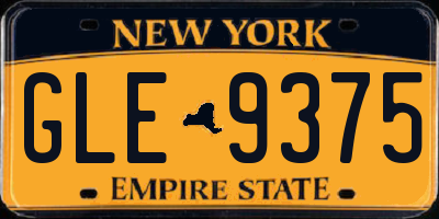 NY license plate GLE9375