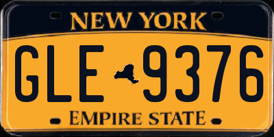 NY license plate GLE9376