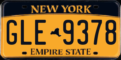 NY license plate GLE9378