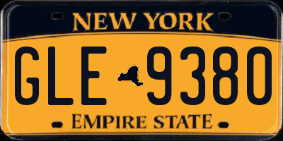 NY license plate GLE9380
