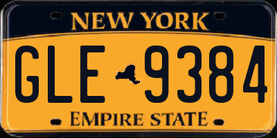 NY license plate GLE9384