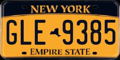 NY license plate GLE9385
