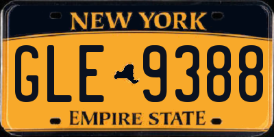 NY license plate GLE9388