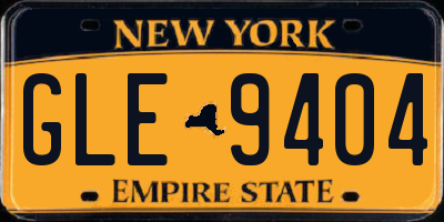 NY license plate GLE9404