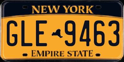 NY license plate GLE9463