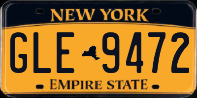 NY license plate GLE9472
