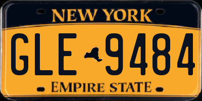 NY license plate GLE9484