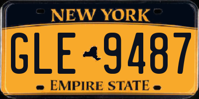 NY license plate GLE9487