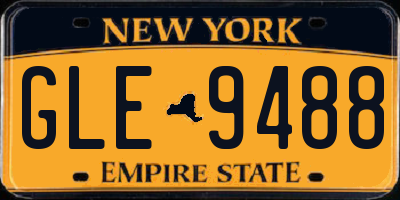 NY license plate GLE9488