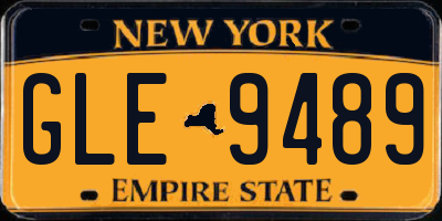 NY license plate GLE9489