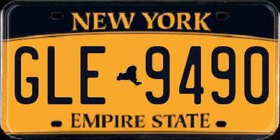 NY license plate GLE9490