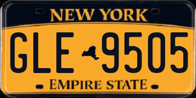 NY license plate GLE9505