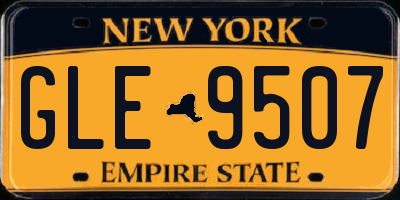 NY license plate GLE9507