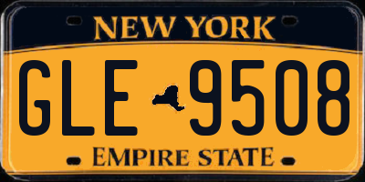 NY license plate GLE9508