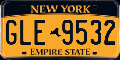NY license plate GLE9532