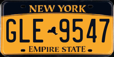 NY license plate GLE9547