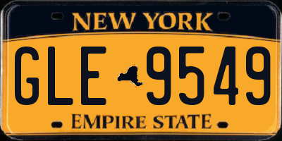 NY license plate GLE9549