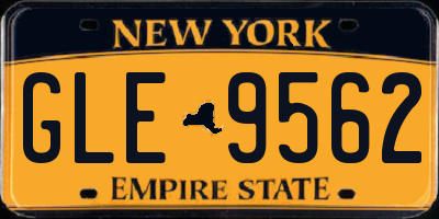 NY license plate GLE9562