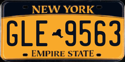 NY license plate GLE9563
