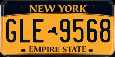 NY license plate GLE9568