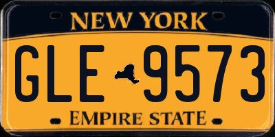 NY license plate GLE9573
