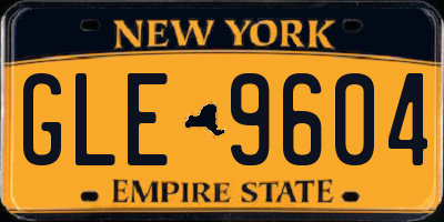 NY license plate GLE9604