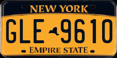 NY license plate GLE9610