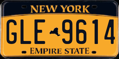 NY license plate GLE9614