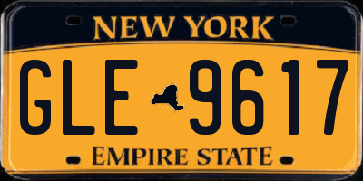 NY license plate GLE9617