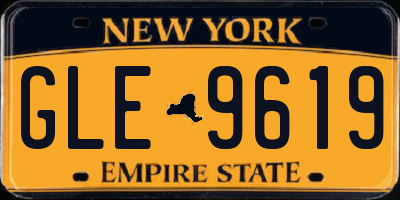NY license plate GLE9619