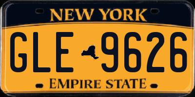 NY license plate GLE9626