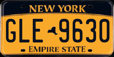 NY license plate GLE9630