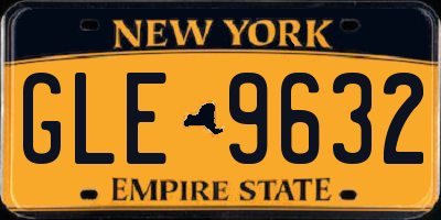 NY license plate GLE9632
