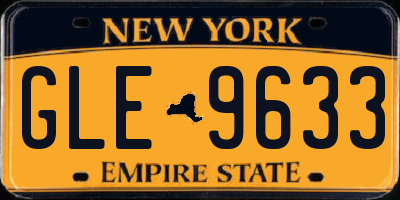 NY license plate GLE9633