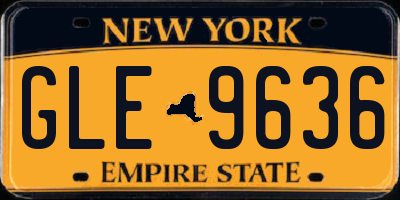 NY license plate GLE9636