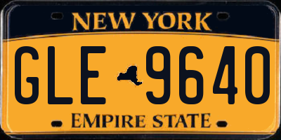 NY license plate GLE9640