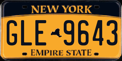 NY license plate GLE9643