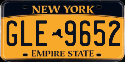 NY license plate GLE9652