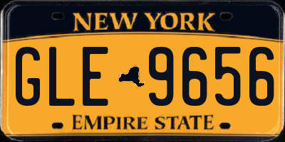 NY license plate GLE9656