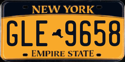 NY license plate GLE9658