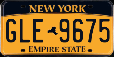 NY license plate GLE9675