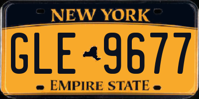 NY license plate GLE9677