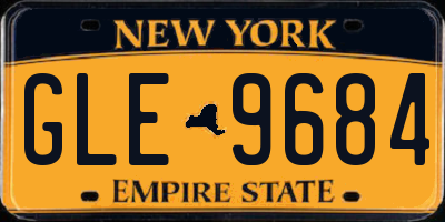NY license plate GLE9684