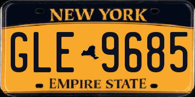 NY license plate GLE9685