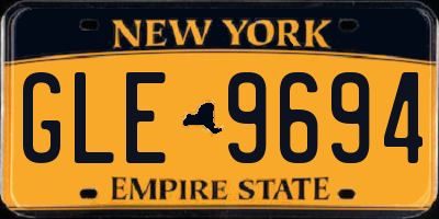 NY license plate GLE9694