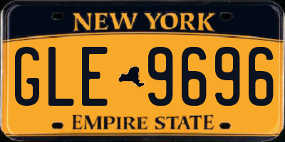 NY license plate GLE9696
