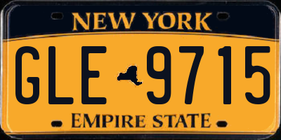 NY license plate GLE9715
