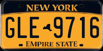 NY license plate GLE9716